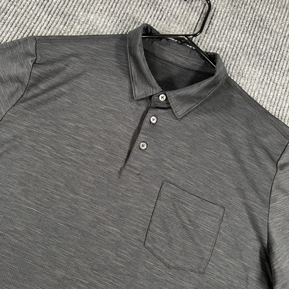 Vuori Strato Tech Polo Shirt Mens XL Extra Large Black Short Sleeve Pocket Casua